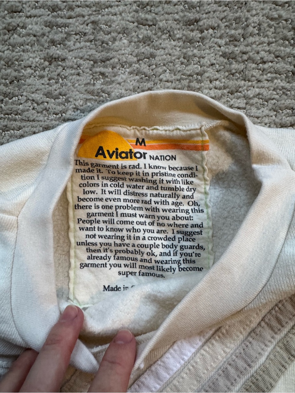 Aviator Nation Cream Blaze relaxed pullover MEDIUM - Picture 3 of 4